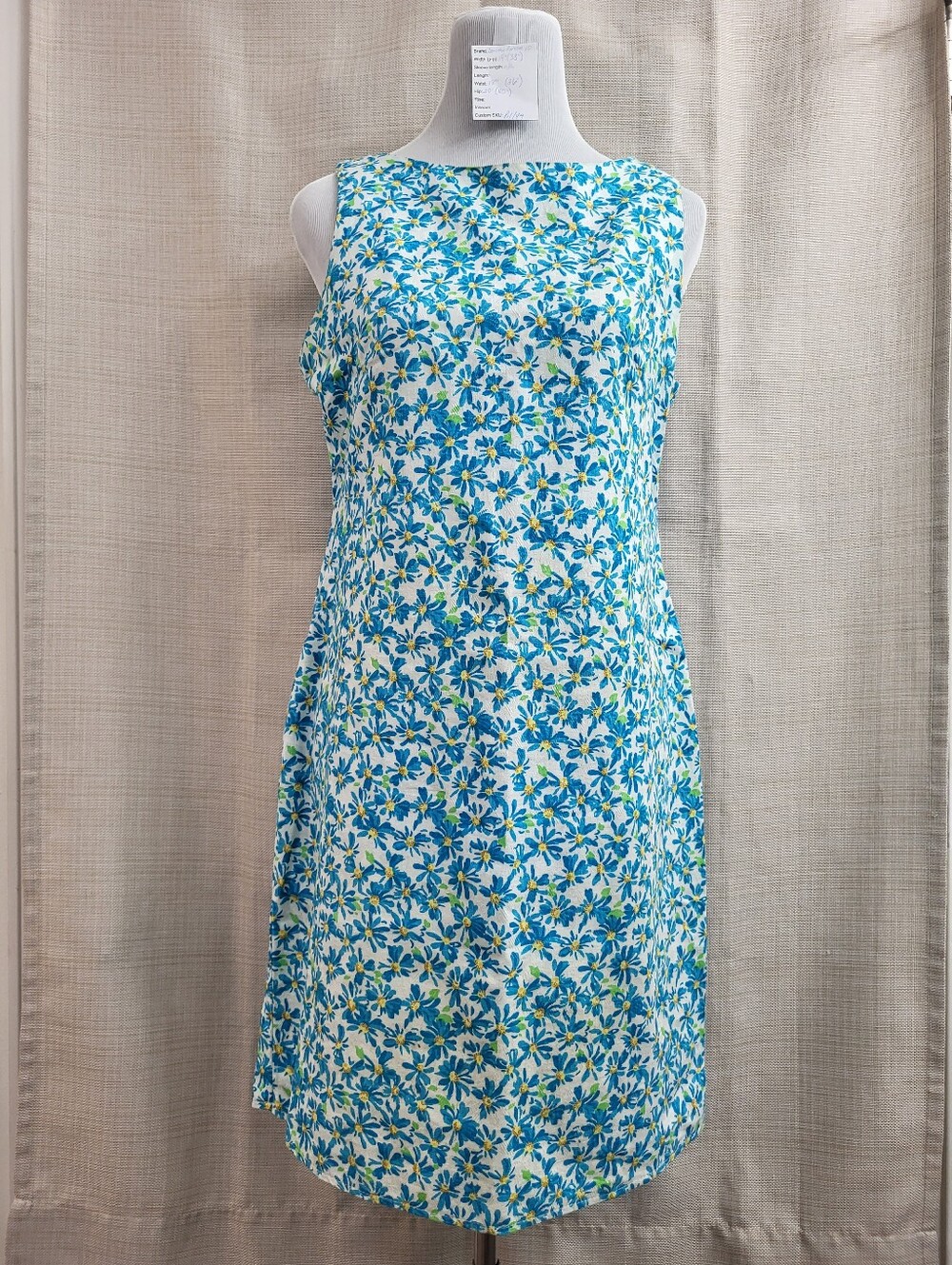 Dorothy Perkins Women's Vintage Blue White Floral Shift A-Line Dress Size 10